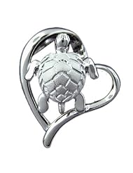 925 Silver Turtle in Heart Pendant Hawaiian Silver Jewelry