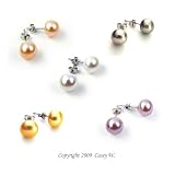 5 Sets Freshwater Cultured Pearl Earrings 8 9mm Multi Color Pearls with Silver Mount