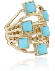 RAIN Gold and Blue Square Adjustable Ring