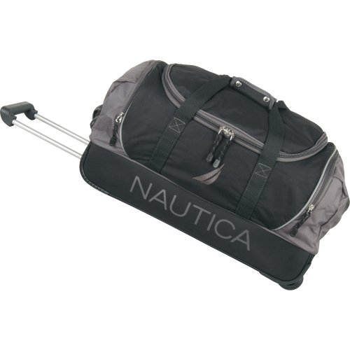 Nautica Luggage Spinnaker 24 Inch Wheeled Duffle Bag, Black/Grey, One Size