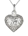 Ladies' Filigree Open Heart Pendant Necklace, Silver Curb Chain, 46cm Length, Model C/SP585