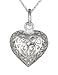 Ladies' Filigree Open Heart Pendant Necklace, Silver Curb Chain, 46cm Length, Model C/SP585