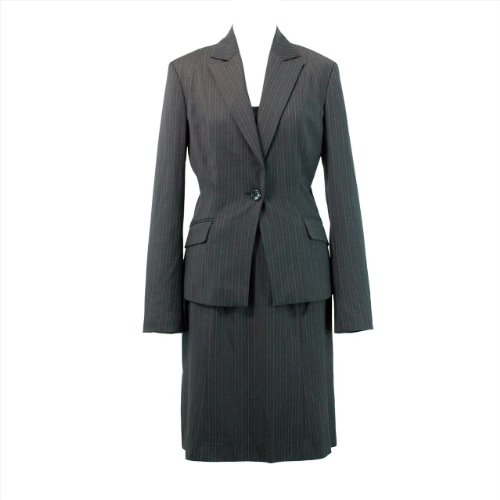 パワーコートストア アウトレット レディース ストライプ柄 スカートスーツ グレー 9号 M