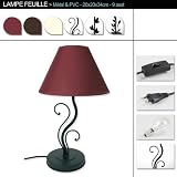 LAMPE FEUILLE METAL FORGE ET ABAT JOUR TISSU - Atmosphera