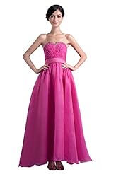 Strapless Chiffon Sequined Backless Ankle Length Sleeveless Evening Dress/Bridesmaid Dress/Prom Dress/Party Dress/Wedding Dress 