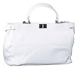 El&eacute;gant sac &agrave; main pour dames en cuir lisse souple blanc