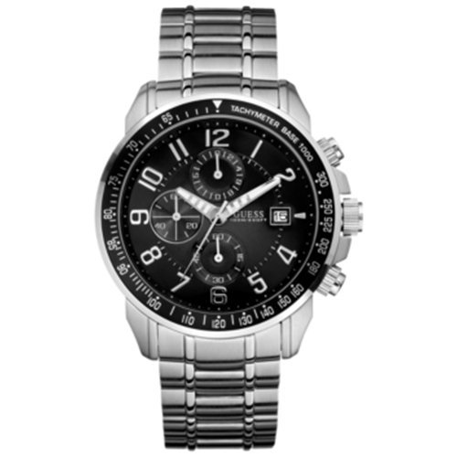 Guess Men's U15072G1 Silver Stainless-Steel Quartz Watch with Black Dial