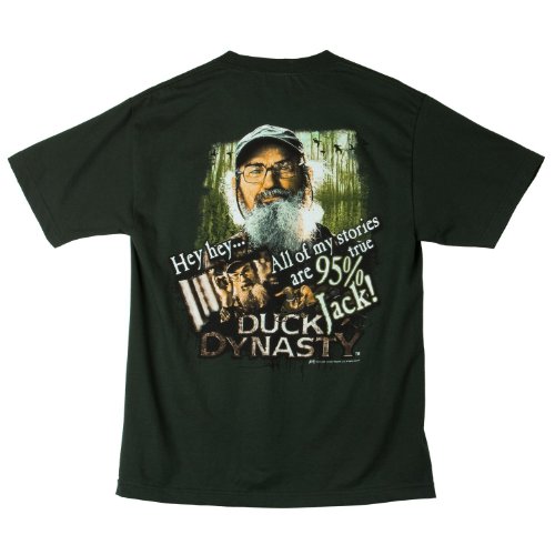 Duck Dynasty Hey Hey All My Stories Are 95% True Jack Adult Hunter Green T-shirt