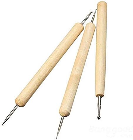 A Trust Wooden Polymer Clay Sculpting Press Rub Modeling Tools Embossing 3 Ball Styluses Set 3 Pcs DIY Art Craft