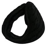 Black Cable Knit Faux Fur Lined Wrap Earmuff Band
