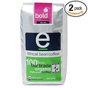 Ethical Bean Coffee Peruvian Dark Roast Fair Trade Organic Coffee, 12-Ounce Bags (Pack of... by Ethical Bean Coffee