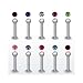 LB0003 / 5 Stck. Piercing Labret - Lippenpiercing 1,2 x 6 mm aus Chirurgenstahl mit Kristall 3 mm