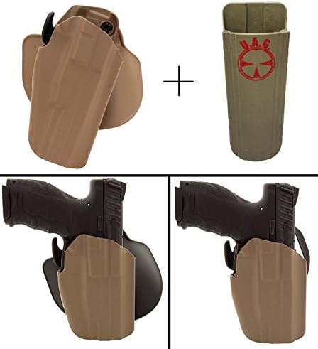 Safariland Rogers Holster HECKLER &amp; KOCH H&amp;K USP COMPACT 9MM/40 VP9 Pro-Fit 578-283-551 7TS GLS Compact Multi-Fit Paddle &amp; Belt Right Hand, Flat Dark Earth + Ultimate Arms Gear 9/.40/.45 Mag Pouch