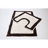 2 Piece 100% Cotton Bath Mat Set in Cream/Chocolate