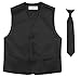 BOY'S Dress Vest & NeckTie Solid BLACK Color Neck Tie Set