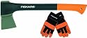 Fiskars 122172 Spaltaxt 1100 mit Arbeitshandschuhe, Länge: 45 cm