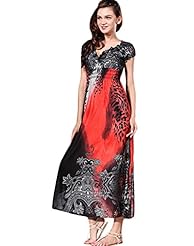 V-neck Short Sleeves General Print  Dress