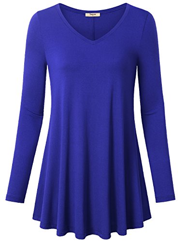 Swing Shirt,Timeson Women's Maternity Clothing V-Neck Long Sleeve Flowy A-Line Casual Womens Workout Stretch Knit Basic Comfy Tunic Tops Blouse Colorful Blue Large