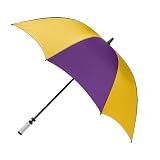 Manual Golf Umbrella with ID Handle - Purple/ Gold