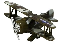 Classic Wing Airplane Pullback - Green Camo Biplane