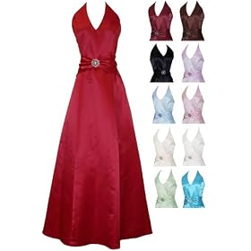 Satin Halter Dress Crystal Pin Prom Formal Prom Bridesmaid Satin Halter Dress Crystal Pin Prom Formal Prom Bridesmaid