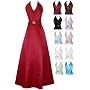 Satin Halter Dress Crystal Pin Prom Formal Prom Bridesmaid
