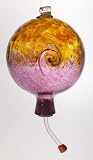 Kitras Art Glass - Van Glow Hand Blown Glass Hummingbird Feeder - Gold & Pink - Hanging
