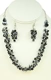 Black Crystal Necklace & Earring Set