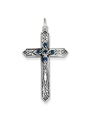 Sterling Silver December Birthstone Cross Pendant