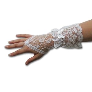 Lace Wrist Length Gauntlet Glove with Ruffle in Assorted Colors