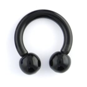 One Acrylic Circular Barbell: 10g 1/2" Black, Acrylic Balls: 6mm
