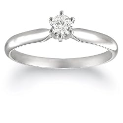 Platinum Round Solitaire Diamond Engagement Ring (1/4 ct, G-H Color, VS2 Clarity), Size 7