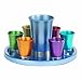 Yair Emanuel Multicolored Anodized Aluminum Kiddush Set with Tray (GSS-5)
