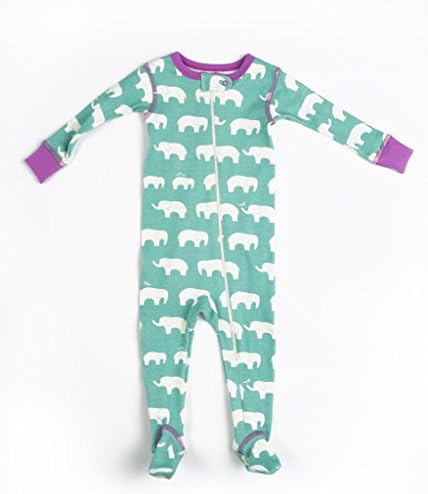 katebaby Baby Girls' Zipper Footie In Ella Bird 18-24M Turquoise And Fuscia