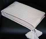Homescapes Ribbed Check Throw with Tassles 50x60 Inches , 100% Cotton Hand Loomed Suitable for a Arm chair or Single bedspread, Easy care, washable at home.