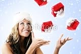 Wallmonkeys Peel and Stick Wall Decals - Beautiful Woman with Falling Gifts - 36"W x 24"H Removable Graphic