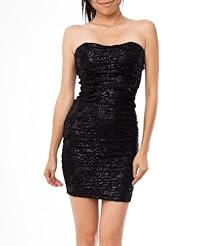 Print: General Print  
Material: Polyester /Spandex 
Shoulder: Strapless  
Embellishments: Ruched  
Size Category: Adult 

