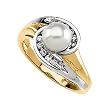 14K Two Tone Gold 1/5 ct. Diamond and Pearl Ring