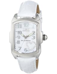 Invicta Womens 15114 "Lupah" White Mother-Of-Pearl Dial White Leather Watch