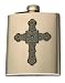 Emerald Celtic Cross Swarovski Crystals 8oz Stainless Steel Flask