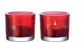 LEONARDO 97818 - Set/2 Tischlichter 8 cm rot Merry Christmas