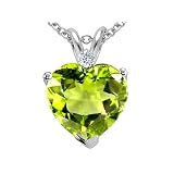 1.82 cttw Genuine Heart Shape 8mm. Peridot Pendant in 14k White Gold