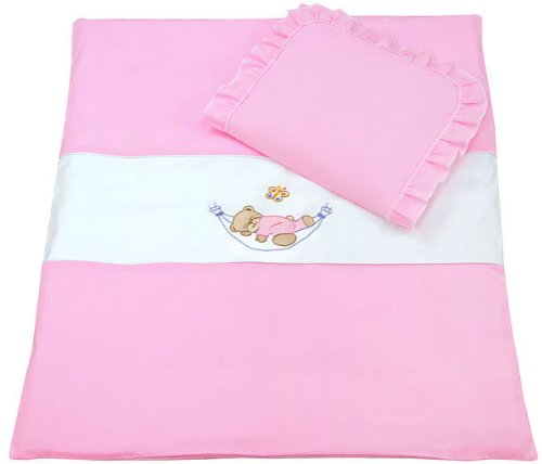 Pink Sleepy Teddy Moses Basket, Crib, Buggy Baby Bedding Set Picture