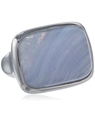 Sterling Silver Cushion Cut Blue Lace Agate Ring, Size 7