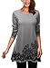 DJT Women's Scoop Neck Long Sleeve Stretchy Irregular Hem Casual Top Blouse
