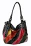 Multi-Color Trendy Striped Hobo/Handbag - Black