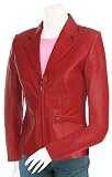 Xport Design's Women's Unique Front Zip Closure Maroon With A Shade of Red Blazer Leather Jacket