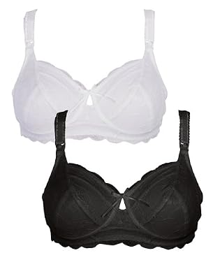 2 Pack Lace Nursing Bras- Black/white