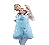 ベビーキャリアカバー ベビーウォーマー ベビーカー ウィンター　防寒 はっ水　抱っこ紐 ベビーフード付きパーカー　秋冬お出かけ用 選べる3色　裏ボア 防寒カバー (66×63cm, ブルー)