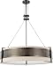 Nuvo Lighting 60/4434 Six Light Diesel Round Pendant with Khaki Fabric Shade/Cream Diffuser, Hazel Bronze